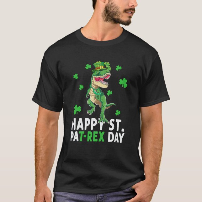 T-shirt Happy St Pat Rex Saint Patrick's Day Dinosaur Boys (Devant)