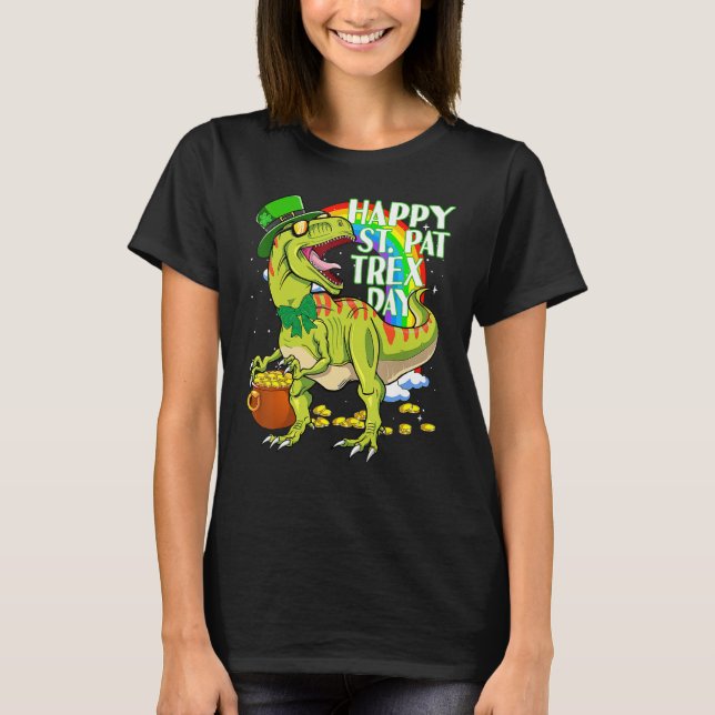T-shirt Happy St Pat T-rex Day Green Lucky Shamrock St Pat (Devant)