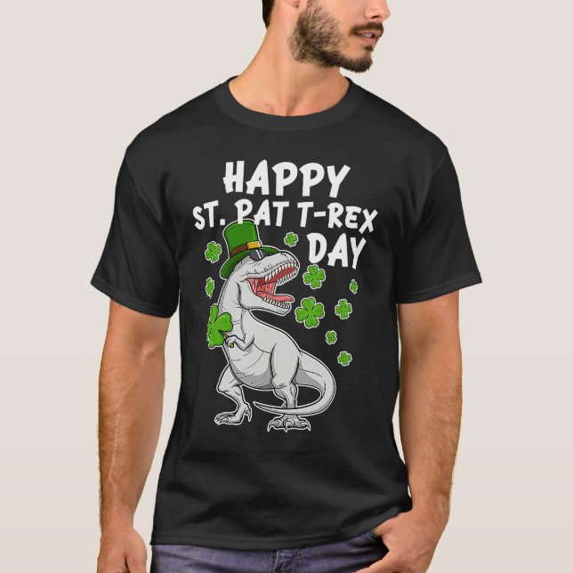 T-shirt Happy St Pat T Rex Day  Kids St Patricks Day Dinos (Devant)