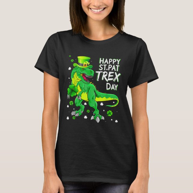 T-shirt Happy St Pat T Rex Saint Patrick's Day Boys Kids I (Devant)