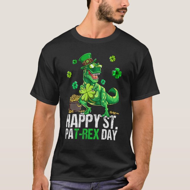 T-shirt Happy St Pat T Rex Saint Patrick's Day Dinosaur Bo (Devant)