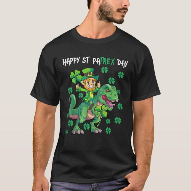 T-shirt Happy St Pat Trex Day Leprechaun Dino St Patricks  (Devant)