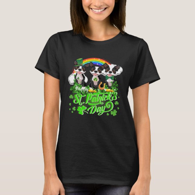 T-shirt Happy St Patrick s Day Shamrock Leprechaun Boston  (Devant)