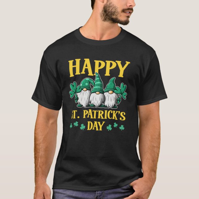 T-shirt Happy St Patrick s Day Three Gnomes Truck St Patri (Devant)
