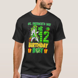 T-shirt Happy St Patricks Day 12th Birthday Unicorn Dabbin