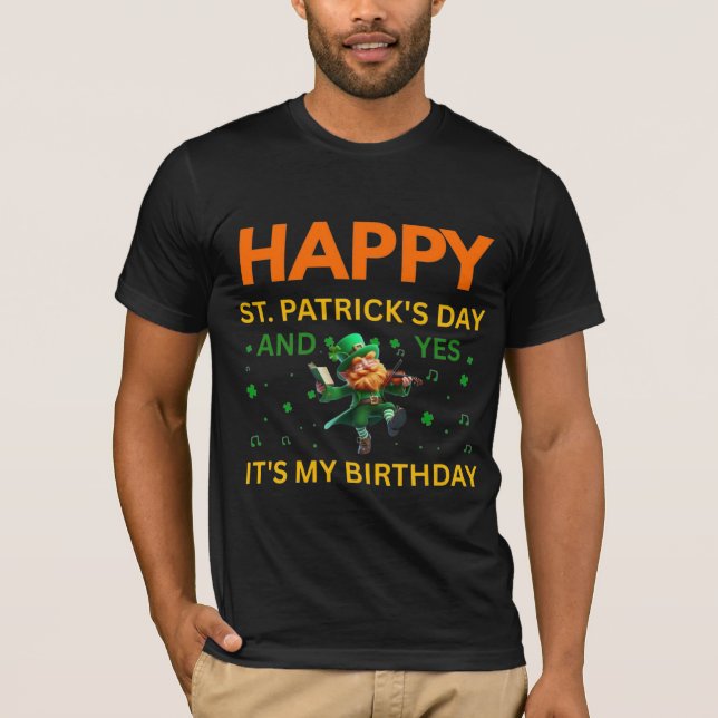 T-shirt Happy St. Patrick's Day AND My Birthday Leprechaun (Devant)