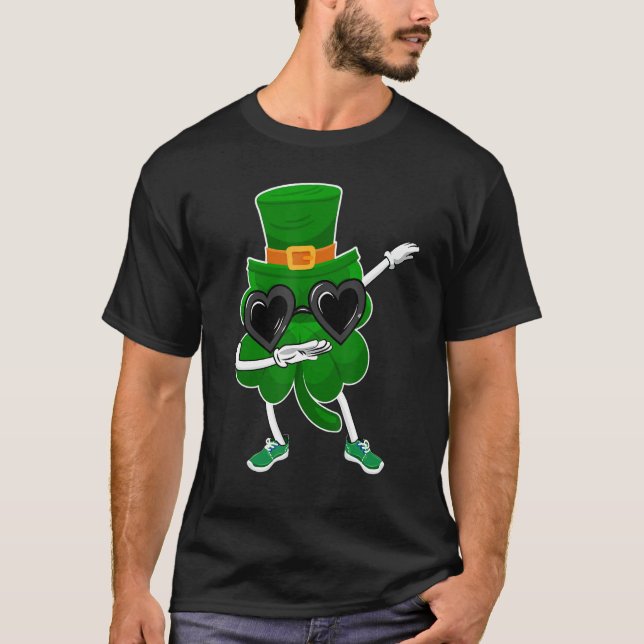 T-shirt Happy St Patricks Day Dabbing Shamrock Hat Hip Hop (Devant)