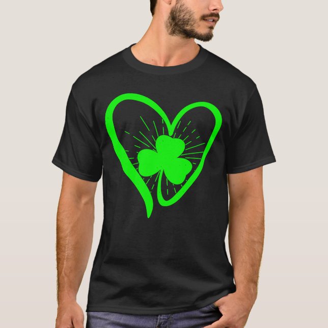 T-shirt Happy St Patrick's Day Irish Shamrock Heart Family (Devant)
