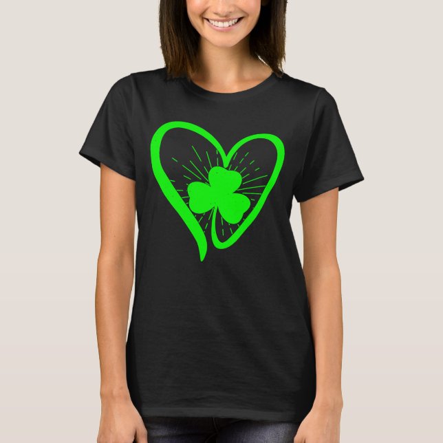 T-shirt Happy St Patrick's Day Irish Shamrock Heart Family (Devant)