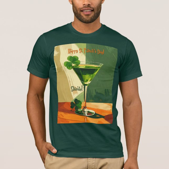 T-shirt Happy St. Patrick's Day Shamrock Martini  (Devant)
