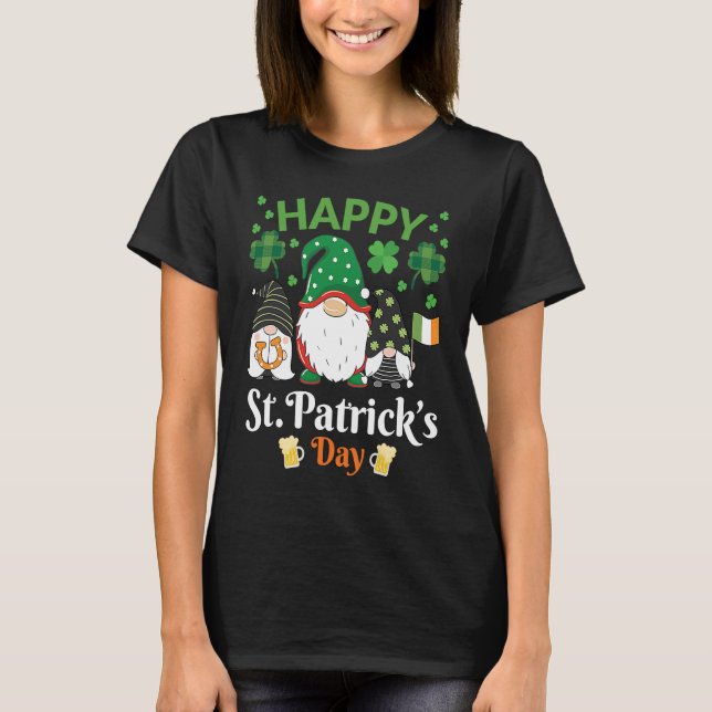 T-shirt Happy St Patrick's Day Three Gnome Irish Flag Sham (Devant)