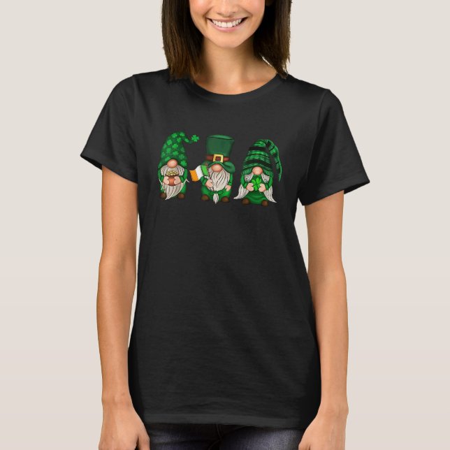 T-shirt Happy St Patrick's Day Three Gnome Irish Shamrock  (Devant)