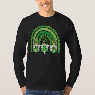 T-shirt Happy St Patrick's Day Three Gnomes Shamrock Rainb