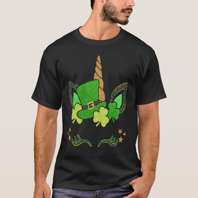 T-shirt Happy St Patrick's Day  Unicorn Lucky Shamrock Iri (Devant)
