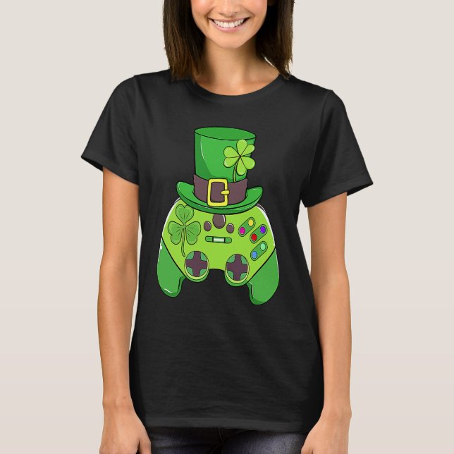 T-shirt Happy St Patrick's Day  Video Game Lucky Shamrock  (Devant)