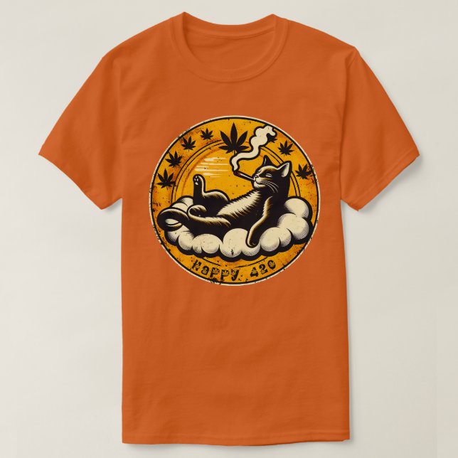 T-shirt Happy Stoner Cat (Design devant)