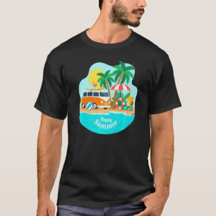 T-shirt Happy Summer Sun Beach Blue Sea Trees Refresh V