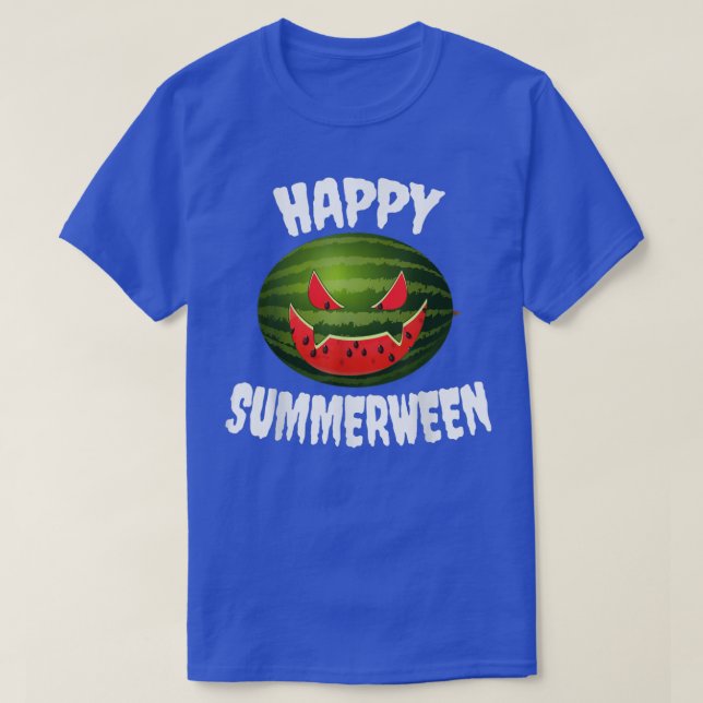 T-shirt Happy Summerween Rétro Citrouille Lanterne Pastèqu (Design devant)