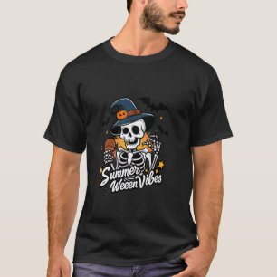 T-shirt Happy Summerween Vibes Skeleton Ice Cream été H