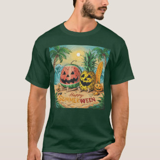 T-shirt Happy Summerween Watermelon Pineapple Beach Vibes 