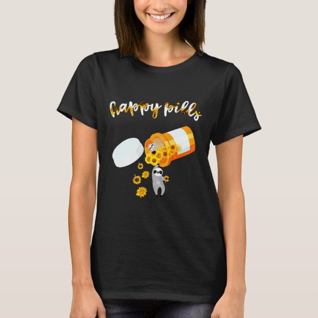 T-shirt Happy Sunflower Pills Sloth (Devant)