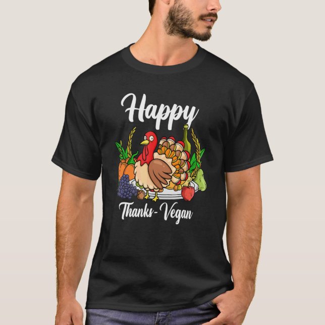 T-shirt Happy Thanks Vegan World Vegan Day Thanksgiving (Devant)