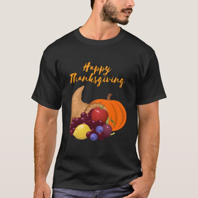 T-shirt Happy Thanksgiving Cornucopia (Devant)