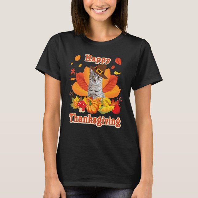 T-shirt Happy Thanksgiving Egyptian Mau Cat I'm Thankful F (Devant)