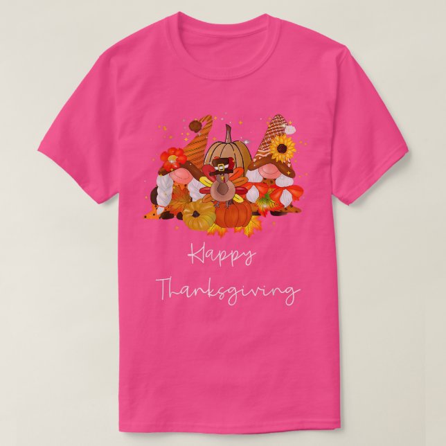 T-shirt Happy Thanksgiving Gnomes  (Design devant)