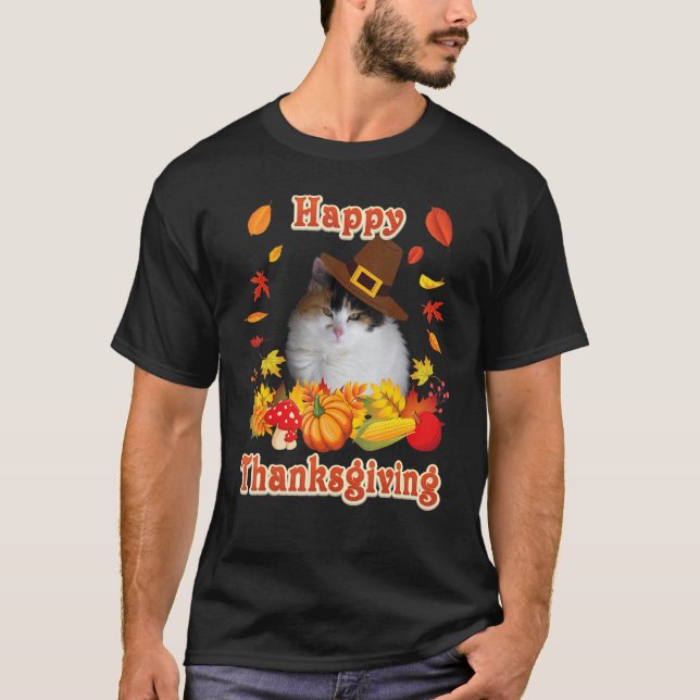 T-shirt Happy Thanksgiving Japanese Bobtail Cat I'm Thankf (Devant)