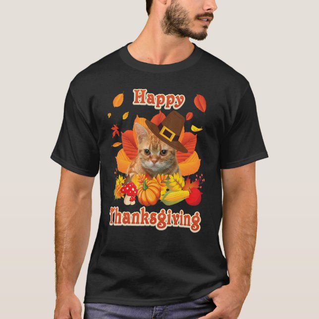 T-shirt Happy Thanksgiving Manx Cat I'm Thankful For My Tu (Devant)