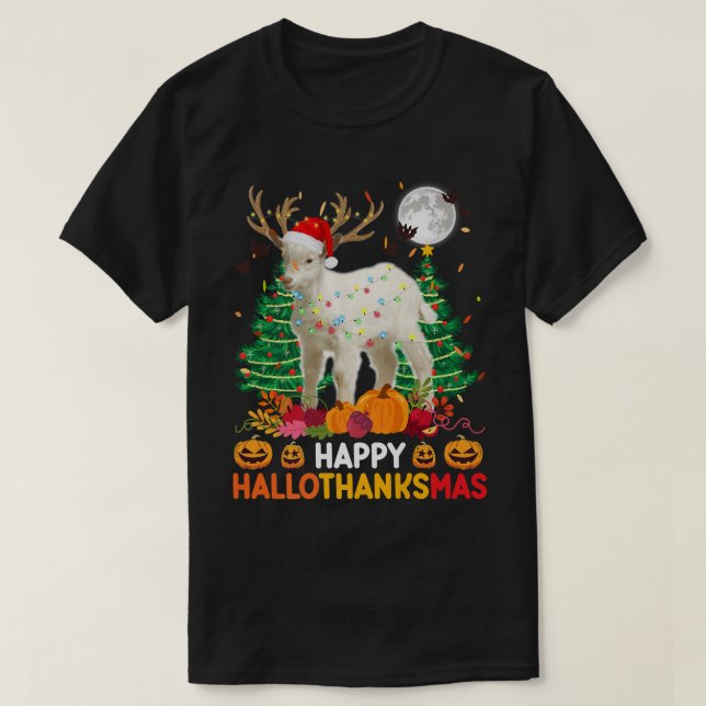T-shirt Happy Thanksgiving Ragdoll Funny Goat Happy Hallot (Design devant)