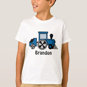 T-shirt Happy Tracks/ Moteur de train bleu
