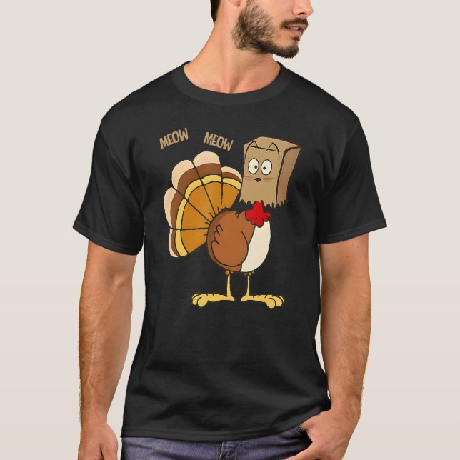T-shirt Happy Turkey Day   Fake Cat Meow Thanksgiving Turk (Devant)