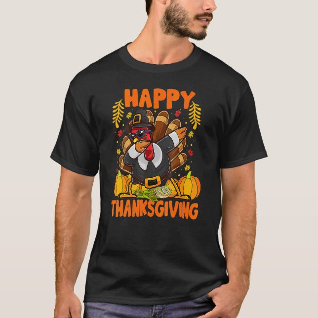 T-shirt Happy Turkey Day Shirt Cute Little Pilgrim Gift Th (Devant)