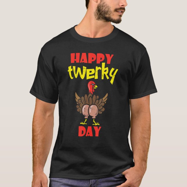 T-shirt Happy Twerkey Turkey Day Cute Little Pilgrim Thank (Devant)