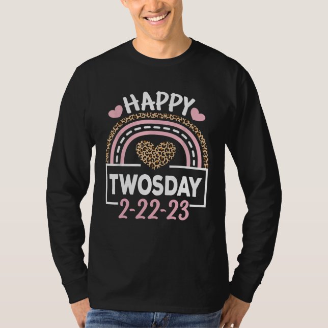 T-shirt Happy Twosday 2023  Pink Leopard Twos Day 22223 (Devant)