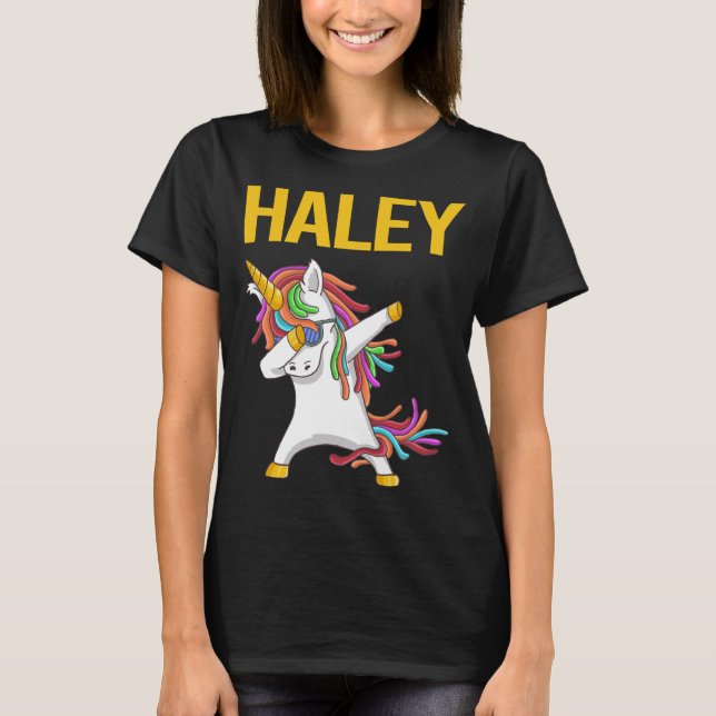 T-shirt Happy Unicorn - Haley Name (Devant)