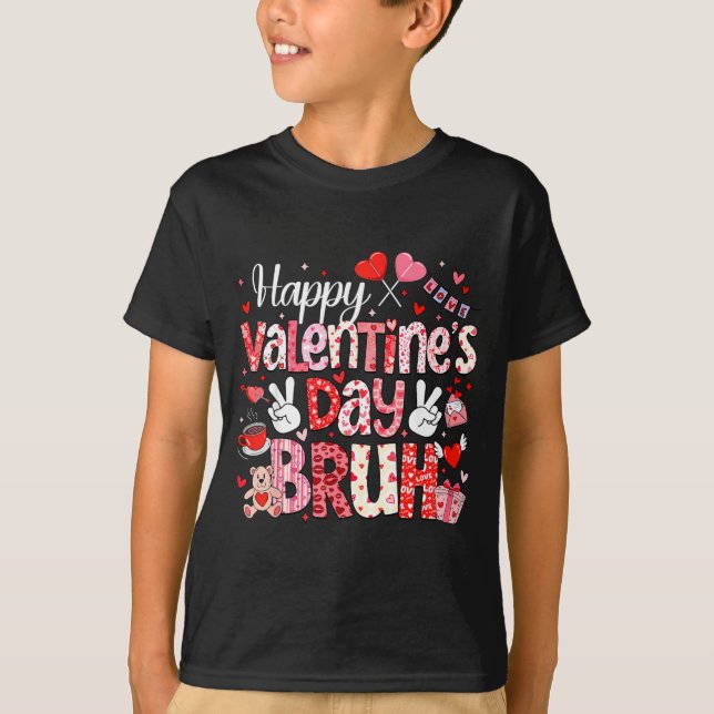 T-shirt Happy Valentine Day Bruh Heart Love Valentine Boys (Devant)