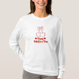 T-shirt Happy Valentine’s Day Cherry Love Design