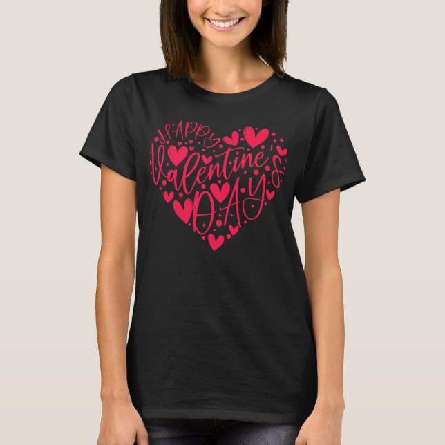T-shirt Happy Valentine’s Day Heart Lettering (Devant)