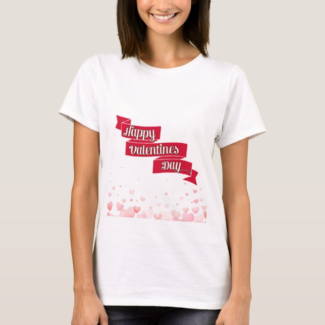 T-shirt “Happy Valentine’s Day” Typography Heart Design ❤️ (Devant)