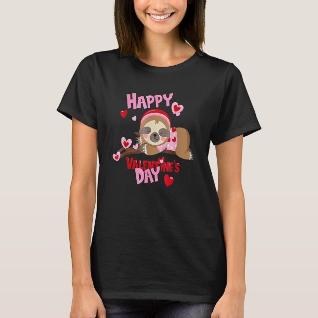 T-shirt Happy Valentines Day Baby Sloth For Boys And Girls (Devant)