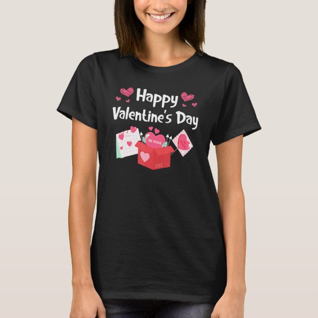 T-shirt Happy Valentines Day Be Mine Cute Hearts V Day Paj (Devant)