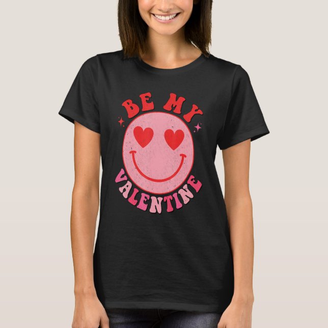 T-shirt Happy Valentine's Day Be My Valentine Hippie Happy (Devant)