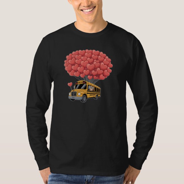 T-shirt Happy Valentine's Day Bus with Owl (Devant)