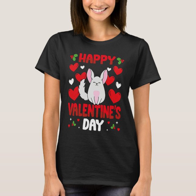T-shirt Happy Valentines Day Chinchilla Heart Love Animal (Devant)