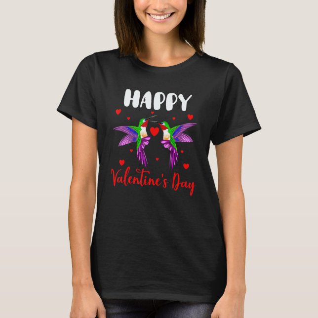 T-shirt Happy Valentine's Day Couple Hummingbirds Birds (Devant)