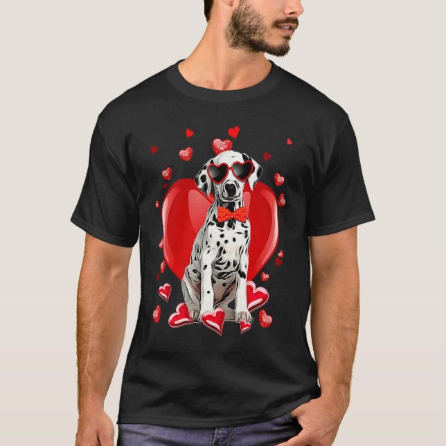 T-shirt Happy Valentines Day Dalmatian   Dog  V Day (Devant)