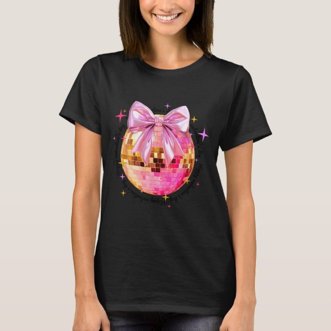 T-shirt Happy Valentine's Day Funny Coquette Disco Ball Gi (Devant)